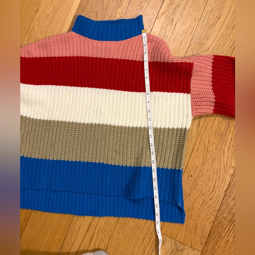 Scripted Colorblock Chunky Knit Sweater | Bold Stripe | High Low Hem - Picture 9 of 10